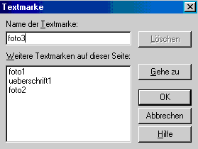 Fenster Textmarke einfügen
